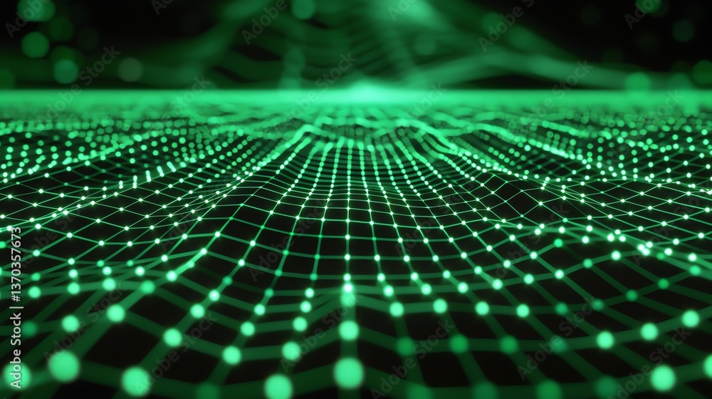 Abstract futuristic green background. Network connection structure. 3D rendering.