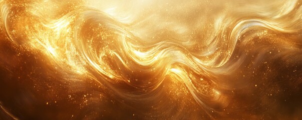 a stunning depiction of the cosmos with swirling, golden-hued celestial elements