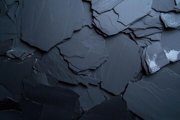 Leinwandbilder - Abstract Black Fragmented Surface Texture Pattern Overhead View