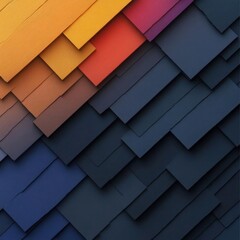 Poster - Abstract Diagonal Pattern Of Colorful Textured Blocks With Gradient Shades And Wooden Appearance