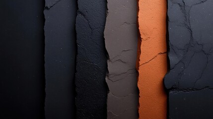 Aufkleber - Vertical Textured Strips In Shades Of Black Gray And Orange Creating Abstract Pattern