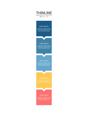 Wall Mural - 5 elements placed in vertical row. concept of 5 successive steps of project development process. fla