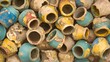 © Fozle - Pile of Antique Colorful Pottery Vases and Jars