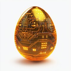 Aufkleber - Golden Technological Egg: A futuristic concept showing circuits embedded within a polished sphere.