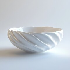 Poster - Minimalist White: A Sculptural Bowl on a Seamless Backdrop, Highlighting Form and Pure Simplicity.