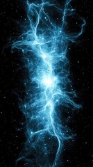 Wall Mural - an abstract celestial cloud of cyan color against a black background, resembling cosmic dust