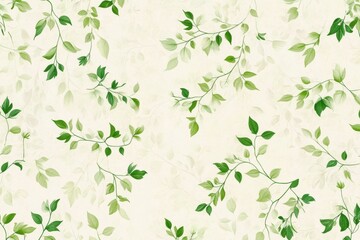 Aufkleber - Elegant botanical pattern featuring scattered leaves in soft natural green hues with a minimalist layout for a refreshing design
