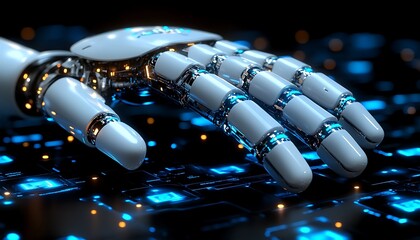 Futuristic Robot Hand Typing