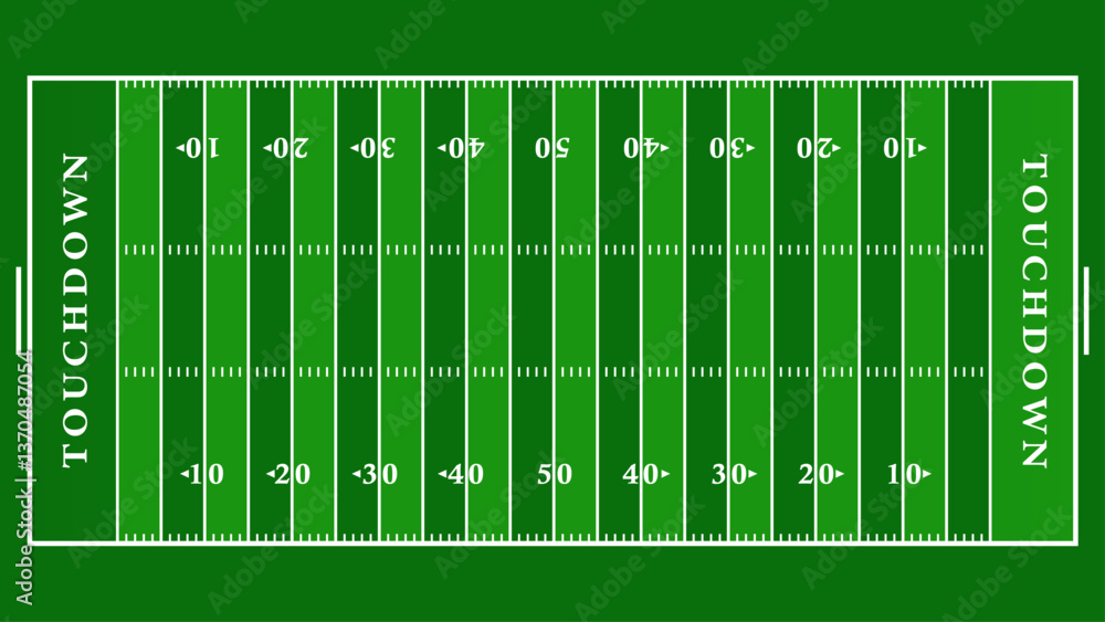 Touchdown Feild A detailed vector illustration of an American football field from a top ...