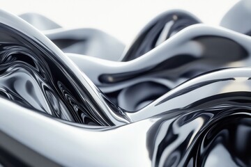 Leinwandbilder - Futuristic abstract pattern of soft 3D waves in a monochrome palette featuring smooth and modern minimalist design