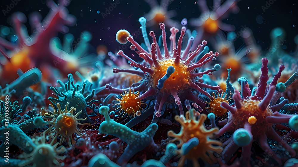 Microbe Microscope Pics Artistic Depictions of Microbes Under the Microscope Stock Photo ...