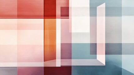 Leinwandbilder - Sophisticated abstract design featuring translucent squares in pastel gradients with overlapping geometric shapes