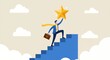 © Ezar - Business man climbs the stairs to success holding a star in the sky