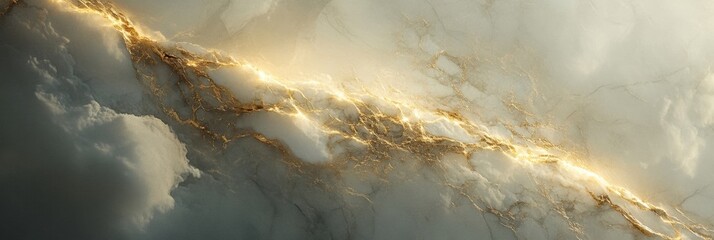 Aufkleber - Explore a sophisticated marble texture with elegant golden veins and soft lighting for a high-end and minimalist aesthetic