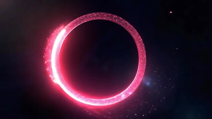 Aufkleber - Pink energy loop glowing with light particles on a dark background