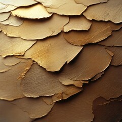 Leinwandbilder - Golden textured overlapping shapes with intricate details create a shimmering abstract pattern rich in texture and depth perfect for backgrounds and design elements