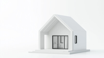 Poster - Modern minimalist white house model standing on platform