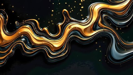 Leinwandbilder - Mesmerizing flow of abstract liquid gold and dark waves on a black backdrop