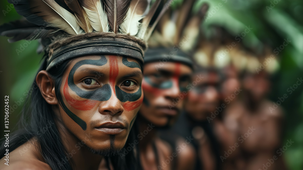 Indigenous people of the amazon rainforest wearing traditional ...