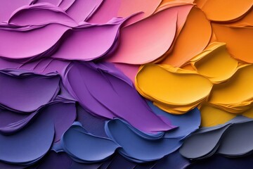 Aufkleber - Abstract artwork displaying layers of vibrant impasto textures in a gradient of colors creating a textured and tactile visual composition. Ideal for backgrounds and design elements
