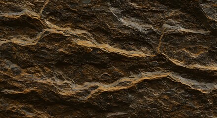 Aufkleber - Dark stone texture background with golden veins and rough surface