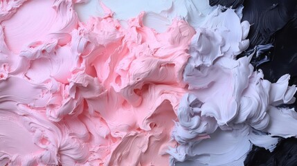 Aufkleber - Close-up of textured colorful cream in pink white and black shades with a rough surface and interesting pattern