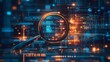 © eri - Magnifying Glass Examining Digital Data Code and Technology Background
