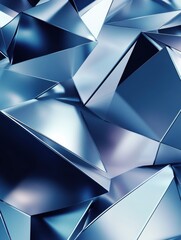Fototapete - Futuristic abstract pattern showcasing polygonal shapes with metallic blue and gray tones in a high-tech aesthetic