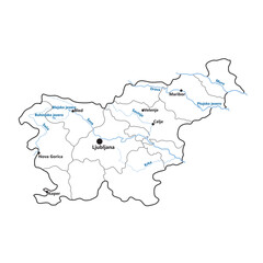 Naklejka na meble Slovenia map with regions, waterways, cities and namings