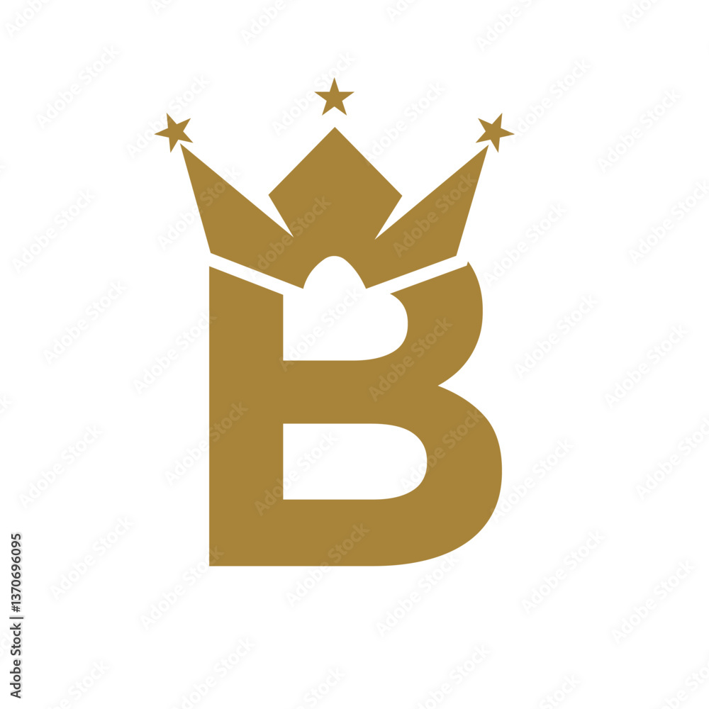 Letter B Crown Logo for Queen Sign, Beauty, Fashion, Elegant, Luxury ...