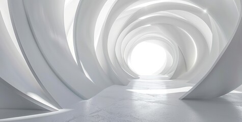 Wall Mural - White backgrounds curve wave structure swirl smooth copy space round circle curl bend modern futuristic wall room.