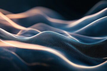 Fototapete - Futuristic digital background with glowing waves and elegant negative space showcasing modern cyber aesthetics