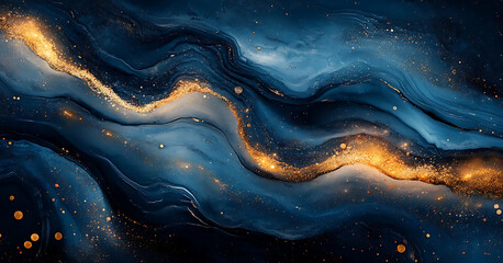 Wall Mural - a captivating abstract composition evokes the mysteries of the cosmos, with swirling blues and touch