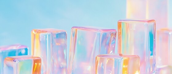 Aufkleber - Ethereal Glass Cubes Holographic Minimalist Design Innovative Digital Aesthetics for Next-Gen Creative Branding and Visual Marketing Strategies