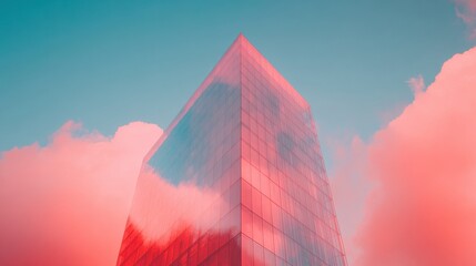 Aufkleber - Prismatic Urban Dreamscape Minimalist Glass Architecture Merging Sky and Color in Ethereal Digital Marketing Visualization for Futuristic Brand Storytelling