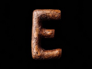 Poster - Rustic Typography Meets Industrial Design Textured Letter E in Weathered Bronze - Vintage Branding and Creative Visual Storytelling for Modern Makers