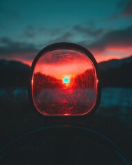 Poster - Cinematic Sunset Reflection Surreal Automotive Design Capturing Golden Hours Ethereal Landscape Through Minimalist Lens of Modern Transportation