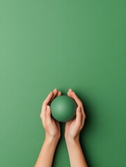 Aufkleber - Minimalist Eco-Conscious Hands Embracing Green Sphere Climate Resilience Branding for Sustainable Innovation and Global Responsibility Marketing