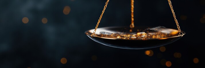 Aufkleber - Quantum Economic Insights AI-Driven Financial Forecast Visualization with Ethereal Balance Scale - Navigating Market Complexity in Digital Transformation Era