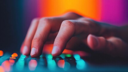 Aufkleber - Chromatic Digital Flow AI-Powered Productivity Visualization with Immersive Gradient Keyboard Interface - Next-Gen Professional Workspace Innovation