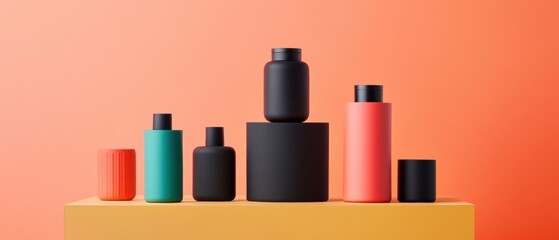 Aufkleber - Minimalist Product Design Showcase Geometric Gradient Bottles Exploring Modern Ergonomics and Color Psychology for Creative Branding Solutions