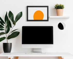 Poster - Minimalist Home Office Sanctuary Ergonomic Workspace Design with Biophilic Elements, Natural Light and Modern Productivity Solutions for Remote Professionals