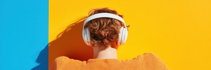 Aufkleber - Vibrant Digital Wellness Gen Z Minimalist Learning Experience with Noise-Canceling Headphones - Remote Study and Creative Focus Aesthetic
