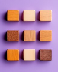 Aufkleber - Purple Up Day Organizational Harmony Wooden Block Grid Symbolizing Workforce Diversity, Strategic Team Management, and Inclusive Corporate Design for Modern Creative Professionals