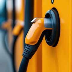 Aufkleber - Urban Electric Revolution Next-Gen EV Charging Infrastructure - Sleek Yellow Charging Station Symbolizing Sustainable Mobility and Clean Energy Transformation