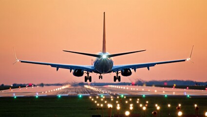 Wall Mural - a large passenger jet taking off from an airport runway
