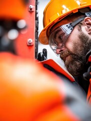 Poster - Hyper-Focused Industrial Safety Next-Gen Engineer Performing Critical Infrastructure Monitoring with Advanced Wearable Tech and Precision Risk Assessment