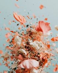 Aufkleber - Dreams of Reason Ethereal Coral Petal Explosion - Mindful Celebration Design for Contemporary Event Styling and Wellness-Inspired Visual Storytelling