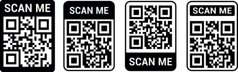 Set of four QR codes with a 