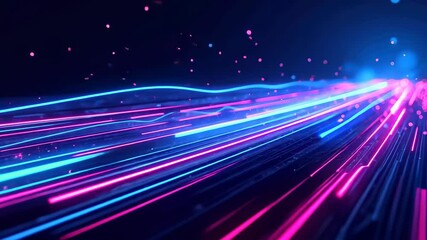 Wall Mural - hypnotic flow neon trails of light dance through digital space